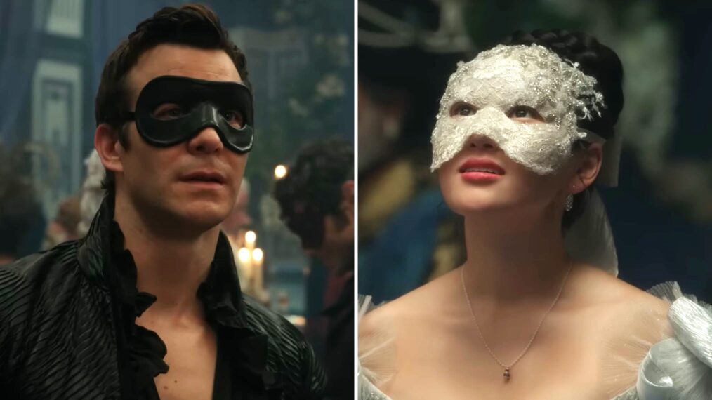Benedict Bridgerton y Sophie Baek en el baile de máscaras de la temporada 4 de Los Bridgerton